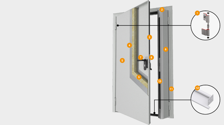 Конструкция двупольной противопожарной двери